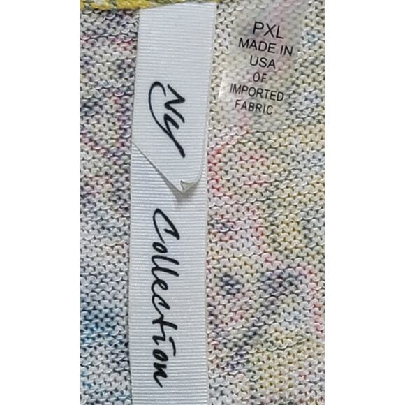 NY Collection Yellow Floral Print Lace Trimmed Hem Top PXL Lightweight Soft - Picture 3 of 6